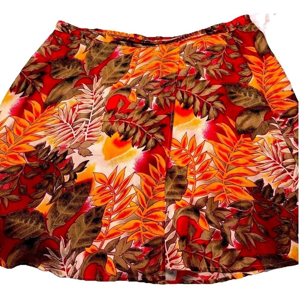 Vintage Melrose Studio Silk Skort Size M Tropical Floral Hawaiian 90s Skirt Y2K